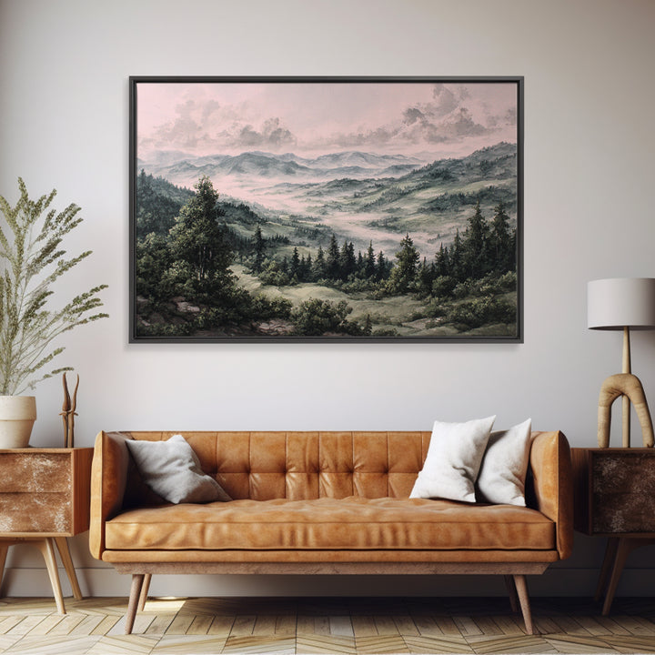 Elegant Ink Wash Landscape Canvas Print, General Fine Art, Contemporary Art, Living Room Decor, Fine Art, Digital Art, GEN-3x2-72
