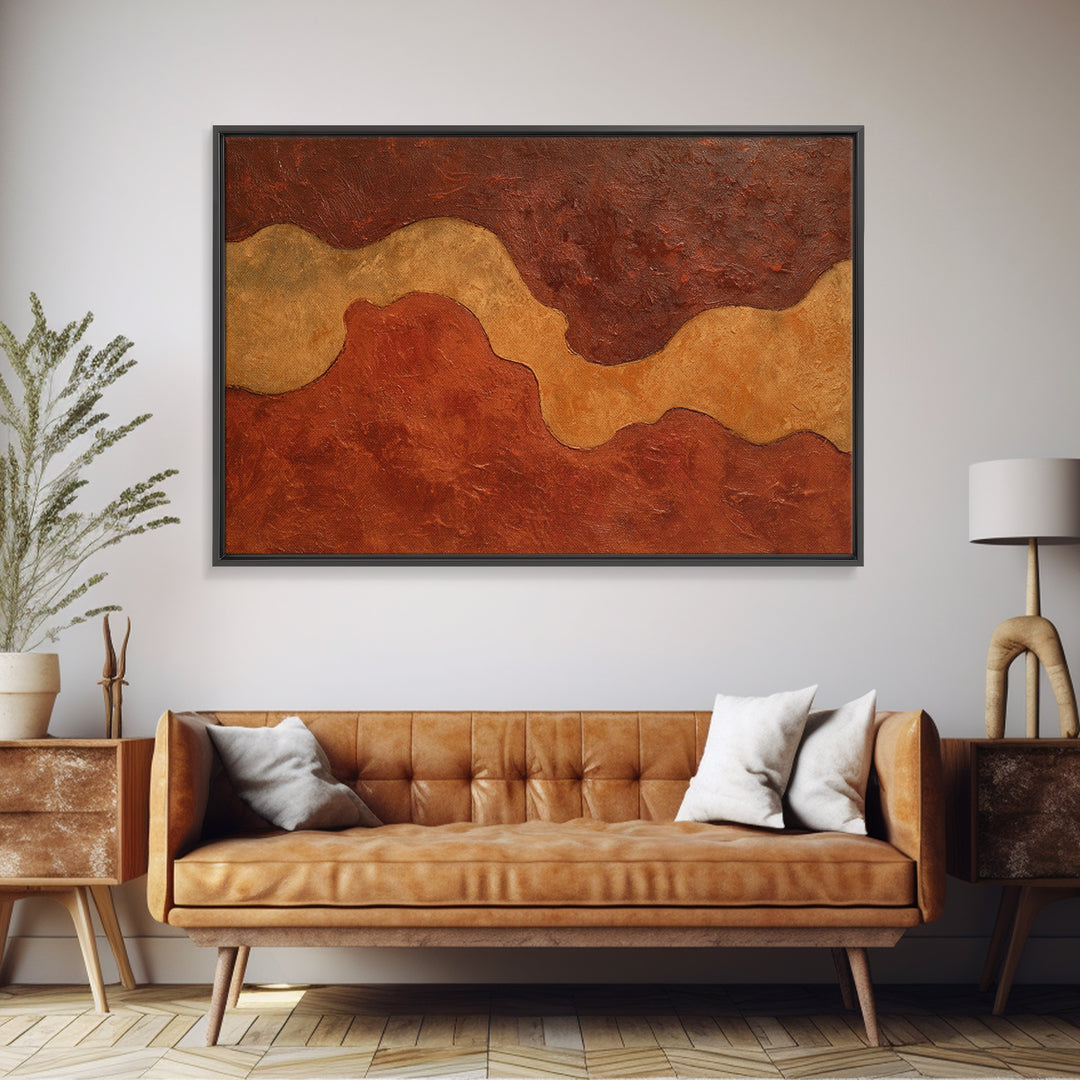 Warm Terracotta Abstract Framed Canvas Print, General Fine Art, Bedroom Decor, Living Room Decor, Abstract Art, GEN-3x2-82