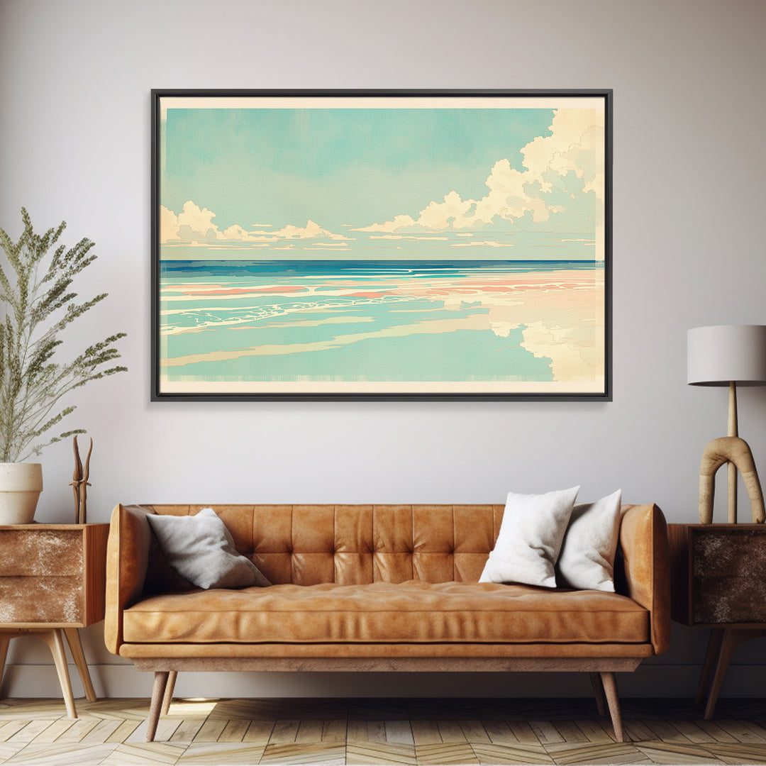 Coastal Water Study Framed Canvas Print, General Fine Art, Wall Hanging, Living Room Decor, Fine Art, Statement Artwork, GEN-3x2-9
