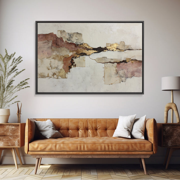Earthy Plaster Texture Abstract Framed Canvas Print, General Fine Art, Canvas, Living Room Decor, Abstract Art, GEN-3x2-91