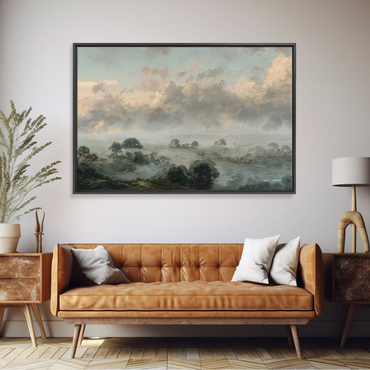 Romantic Cloudscape with Blush and Cream Tones Canvas Print, General Fine Art, Canvas Wall Art, Living Room Decor, Abstract Art, GEN-3x2-94