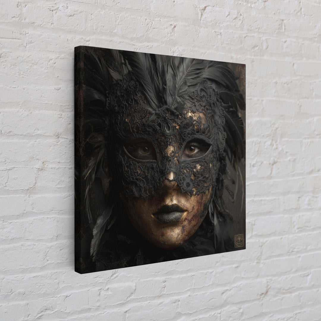 Phantom Ballroom Mask Framed Canvas Print, Gothic Art, Gothic Wallpaper, Living Room Decor, Watercolor Art, Gothic, GOT-1x1-24