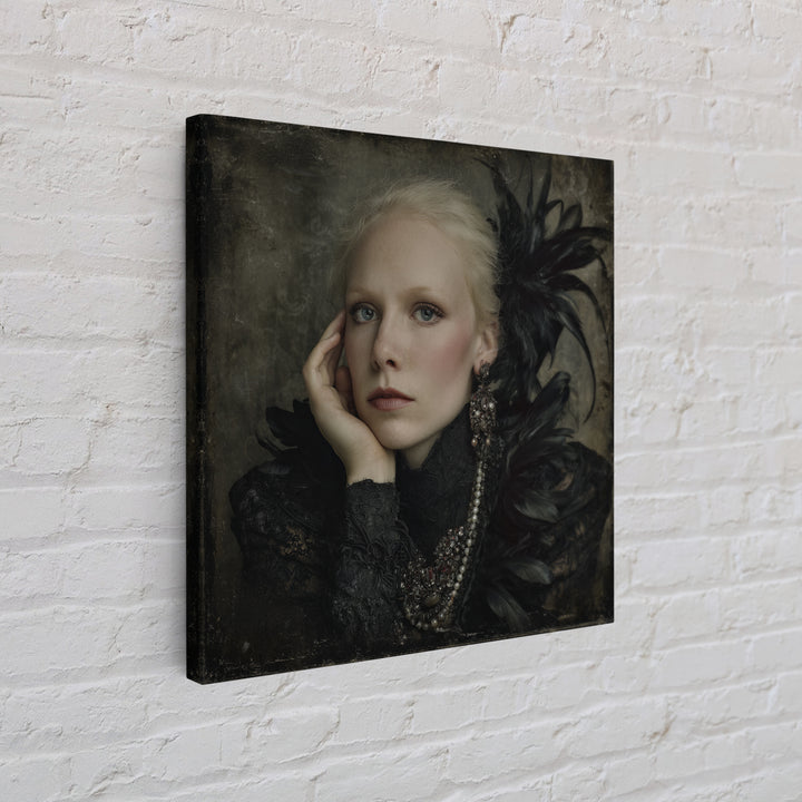 Vampire Inspired Portrait with Pale Skin and Framed Canvas Print, Gothic Art, Gothic Wall Decor, Living Room Decor, Gothic, GOT-1x1-34