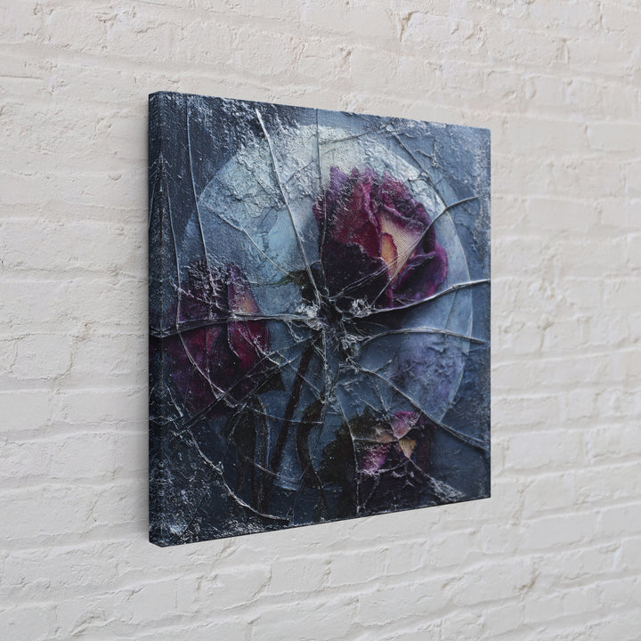 Cracked Mirror Reflecting Moon and Roses Framed Canvas Print, Gothic Art, Witchy Decor, Living Room Decor, Fine Art, Gothic, GOT-1x1-47