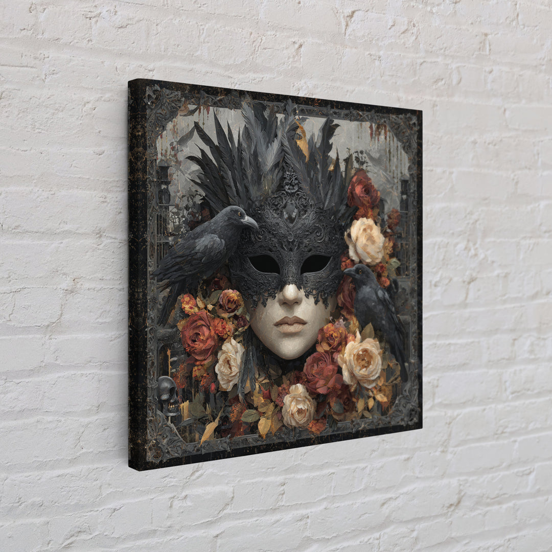 Phantom Ballroom Mask Framed Canvas Print, Gothic Art, Poster, Living Room Decor, Fine Art, Gothic, Witchy Decor, Printable Art, GOT-1x1-48