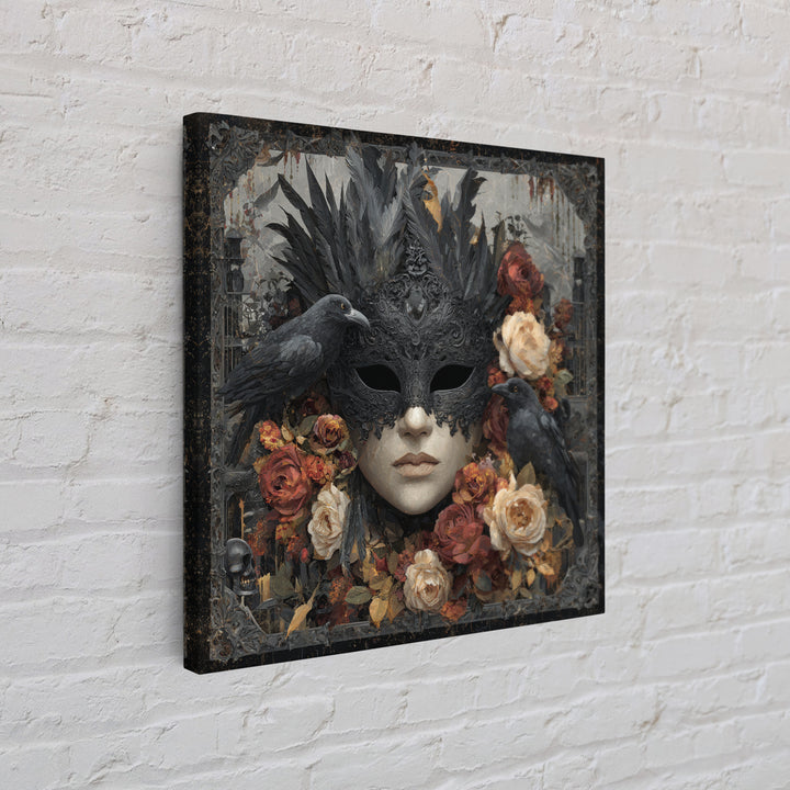 Phantom Ballroom Mask Framed Canvas Print, Gothic Art, Poster, Living Room Decor, Fine Art, Gothic, Witchy Decor, Printable Art, GOT-1x1-48