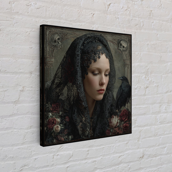 Melancholy Woman Portrait Canvas Print, Gothic Art, Dark Academia Art, Living Room Decor, Oil Painting, Gothic, Boho Decor, GOT-1x1-76