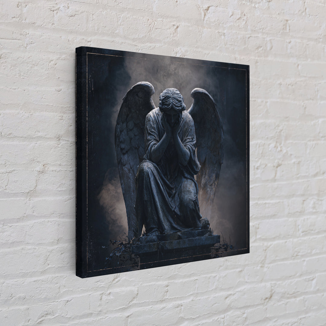 Weeping Angel Statue Framed Canvas Print, Gothic Art, Printable Wall Art, Living Room Decor, Fine Art, Gothic, Halloween Art, GOT-1x1-8