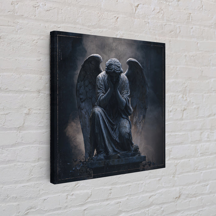 Weeping Angel Statue Framed Canvas Print, Gothic Art, Printable Wall Art, Living Room Decor, Fine Art, Gothic, Halloween Art, GOT-1x1-8