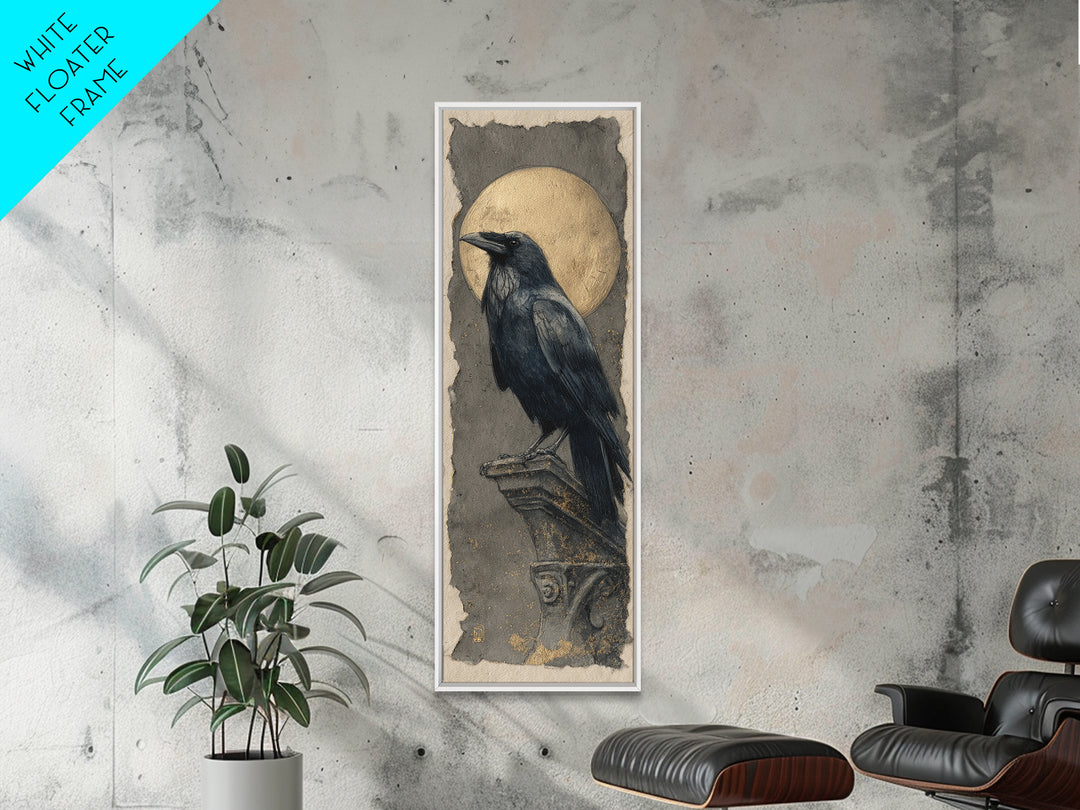 Raven Feathers Arranged Like a Halo Canvas Print, Gothic Art, Moody Wall Art, Living Room Decor, Fine Art, Gothic, Wall Decor, GOT-1x3-10