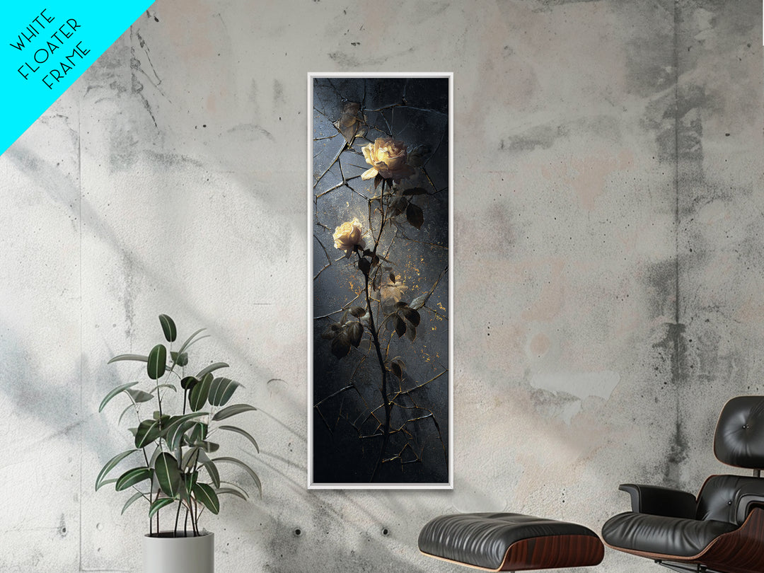 Cracked Mirror Reflecting Moon and Roses Canvas Print, Gothic Art, Canvas Tote Bag, Living Room Decor, Fine Art, Gothic, GOT-1x3-11