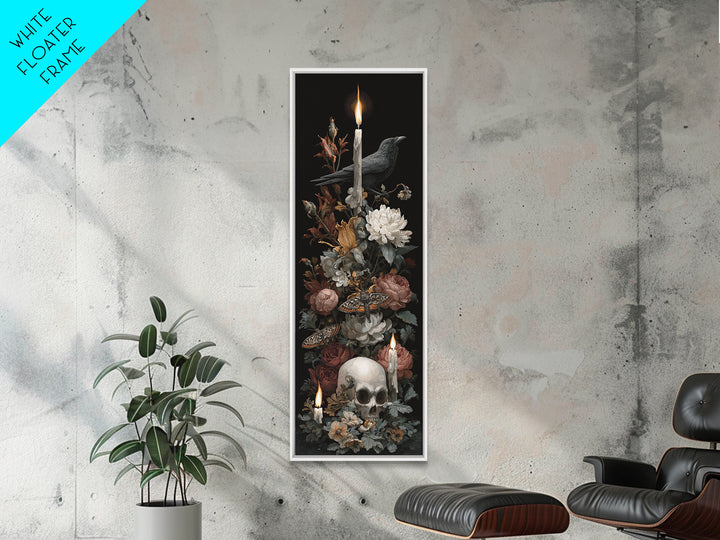 Moth and Skull Composition on Black Velvet Canvas Print, Gothic Art, Art Prints, Living Room Decor, Oil Painting, Gothic, GOT-1x3-27