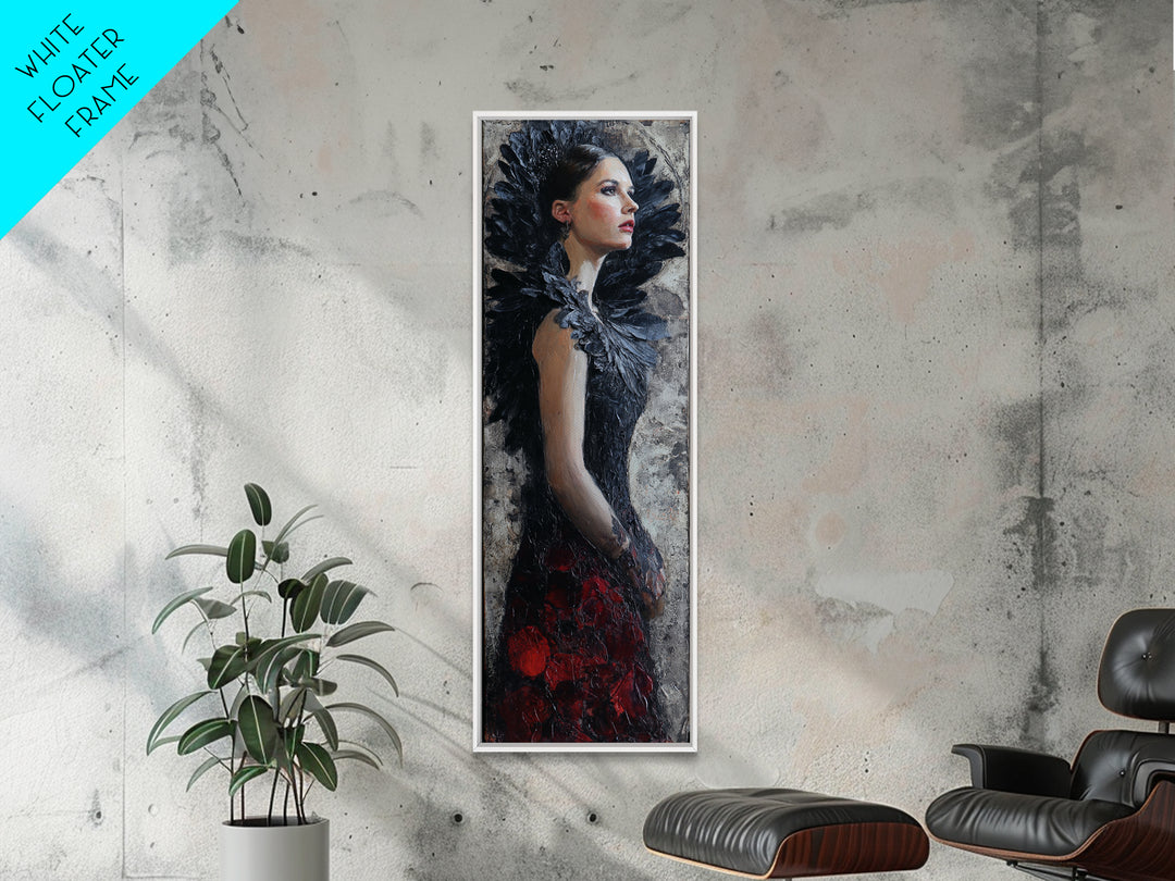 Raven Feathers Arranged Like a Halo Canvas Print, Gothic Art, Gallery Decor, Living Room Decor, Oil Painting, Gothic, GOT-1x3-82