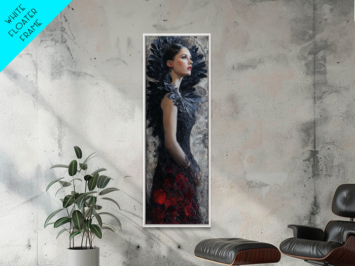 Raven Feathers Arranged Like a Halo Canvas Print, Gothic Art, Gallery Decor, Living Room Decor, Oil Painting, Gothic, GOT-1x3-82