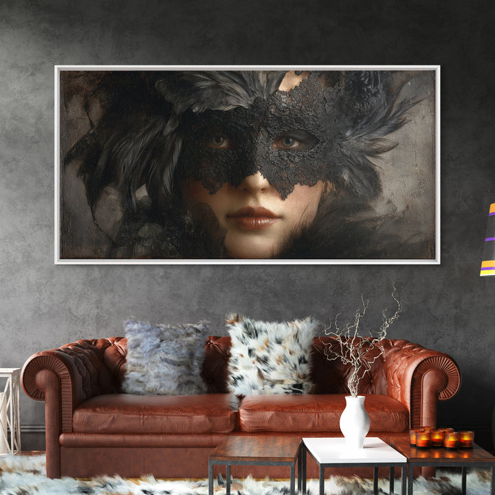 Phantom Ballroom Mask Framed Canvas Print, Gothic Art, Fine Art Print, Living Room Decor, Fine Art, Gothic, Halloween Decor, GOT-2x1-20