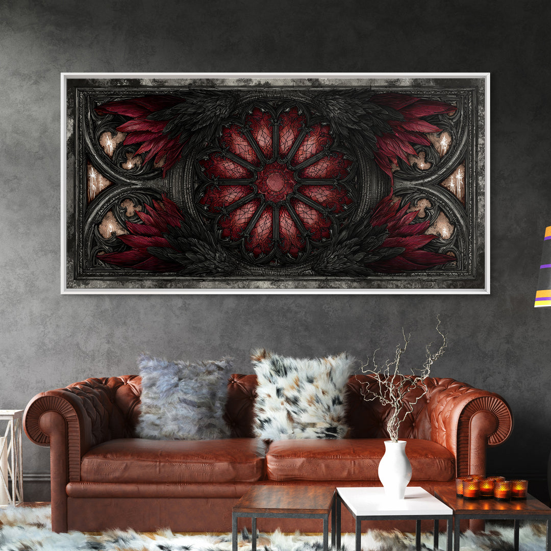 Gothic Cathedral Window Canvas Print, Gothic Art, Statement Artwork, Living Room Decor, Fine Art, Gothic, Art Prints, GOT-2x1-22