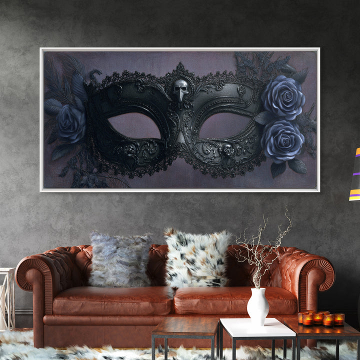 Phantom Ballroom Mask Canvas Print, Gothic Art, Textured Painting, Living Room Decor, Abstract Art, Gothic, Original Painting, GOT-2x1-44