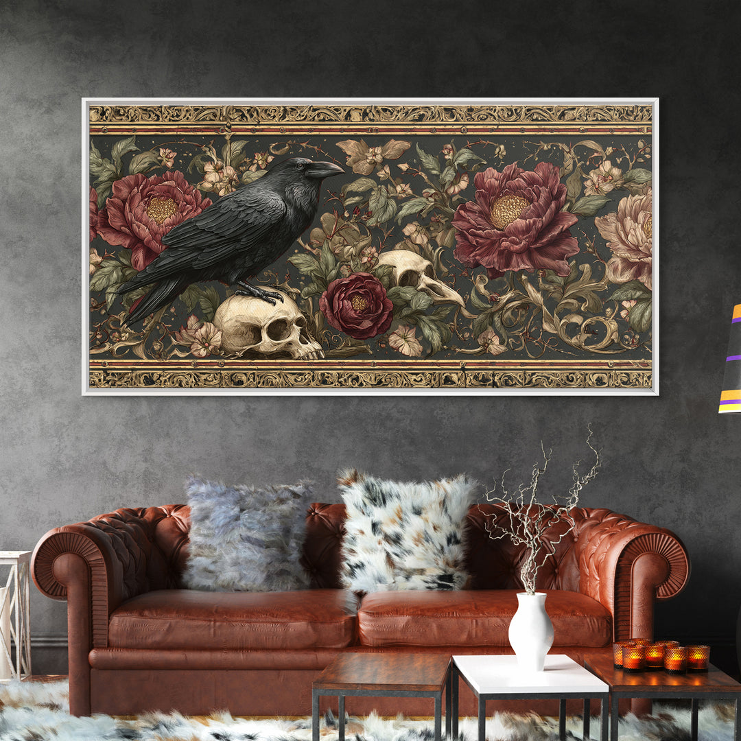 Medieval Illuminated Border Framed Canvas Print, Gothic Art, Whimsigoth Decor, Living Room Decor, Gothic, Witchy Home Decor, GOT-2x1-84
