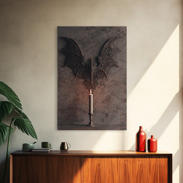 Bat Wings Forming a Dark Ornamental Pattern Framed Canvas Print, Gothic Art, Printable Art, Living Room Decor, Fine Art, Gothic, GOT-2x3-87