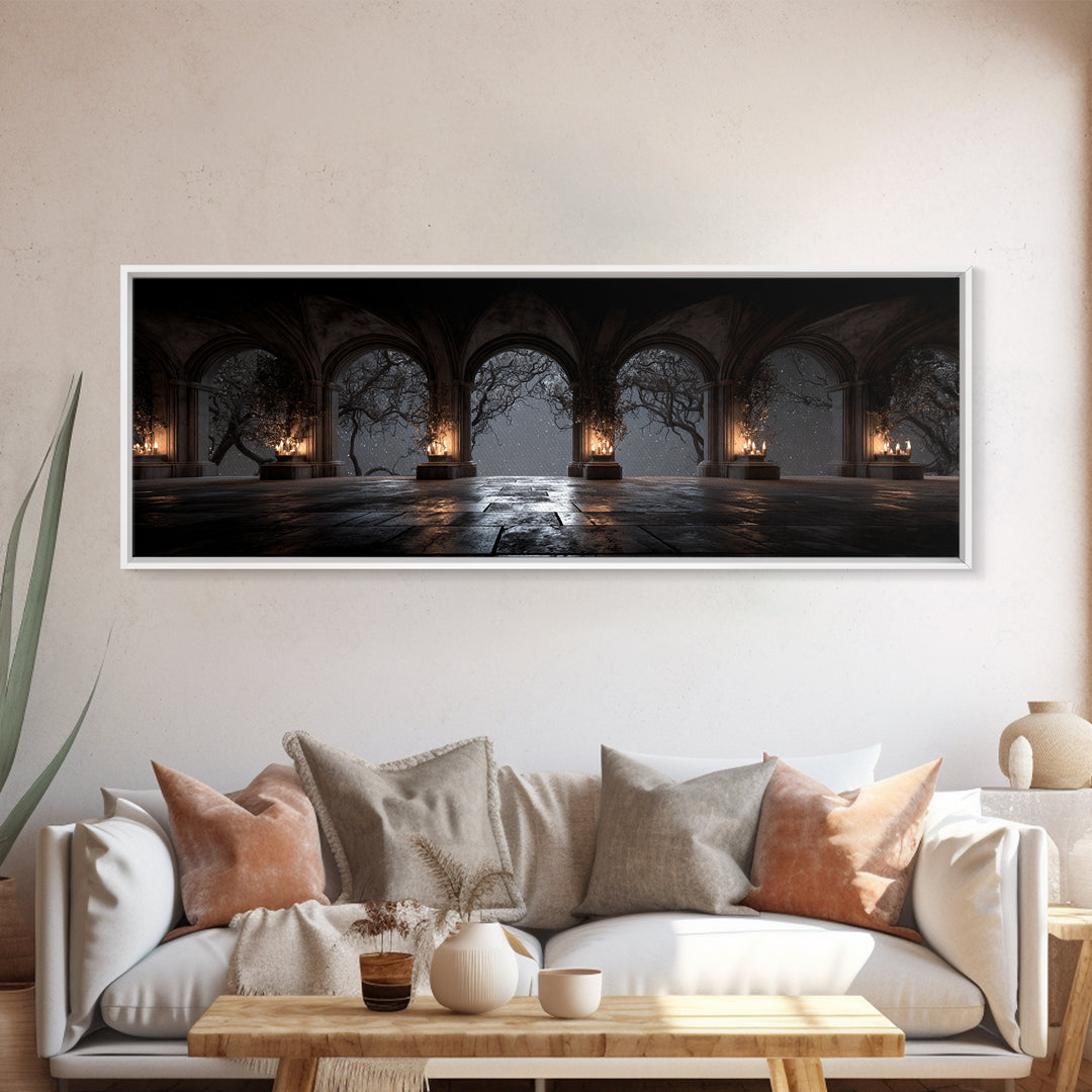 Gothic Archway Filled Canvas Print, Gothic Art, Gallery Decor, Living Room Decor, Fine Art, Gothic, Contemporary Art, GOT-3x1-3