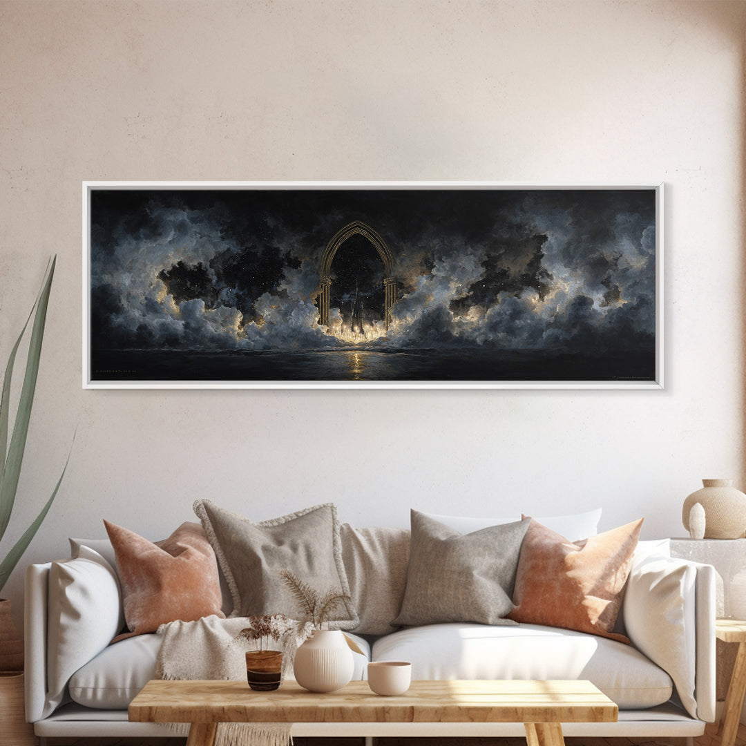 Gothic Archway Filled Canvas Print, Gothic Art, Gothic Decor, Living Room Decor, Gothic, Canvas Painting, Gothic Wallpaper, GOT-3x1-75