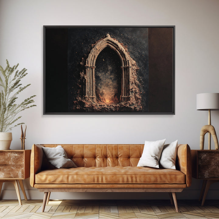 Gothic Archway Filled Framed Canvas Print, Gothic Art, Original Painting, Living Room Decor, Fine Art, Gothic, Canvas Painting, GOT-3x2-15