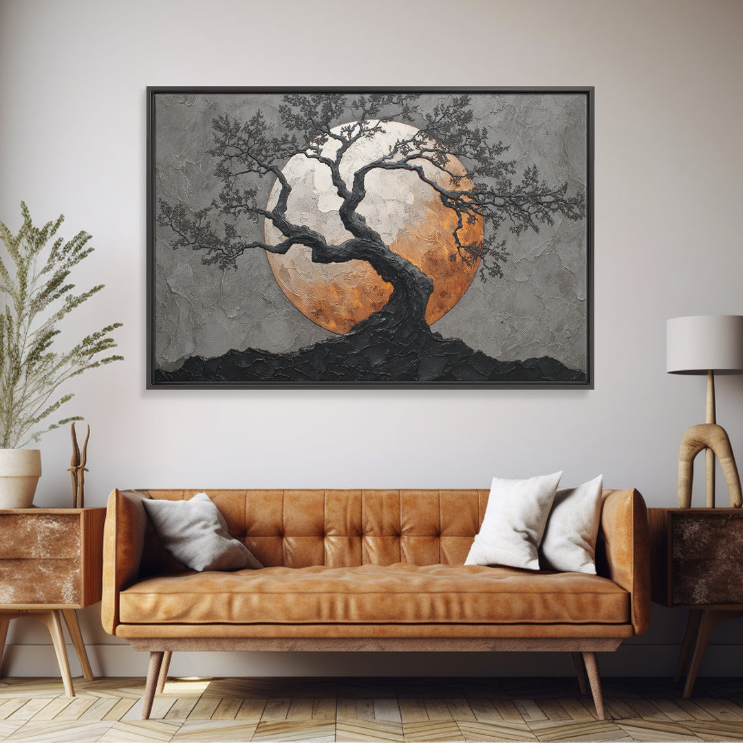 Silver Moon over Twisted Black Trees Canvas Print, Gothic Art, Living Room Decor, Oil Painting, Gothic, Modern Decor, GOT-3x2-37