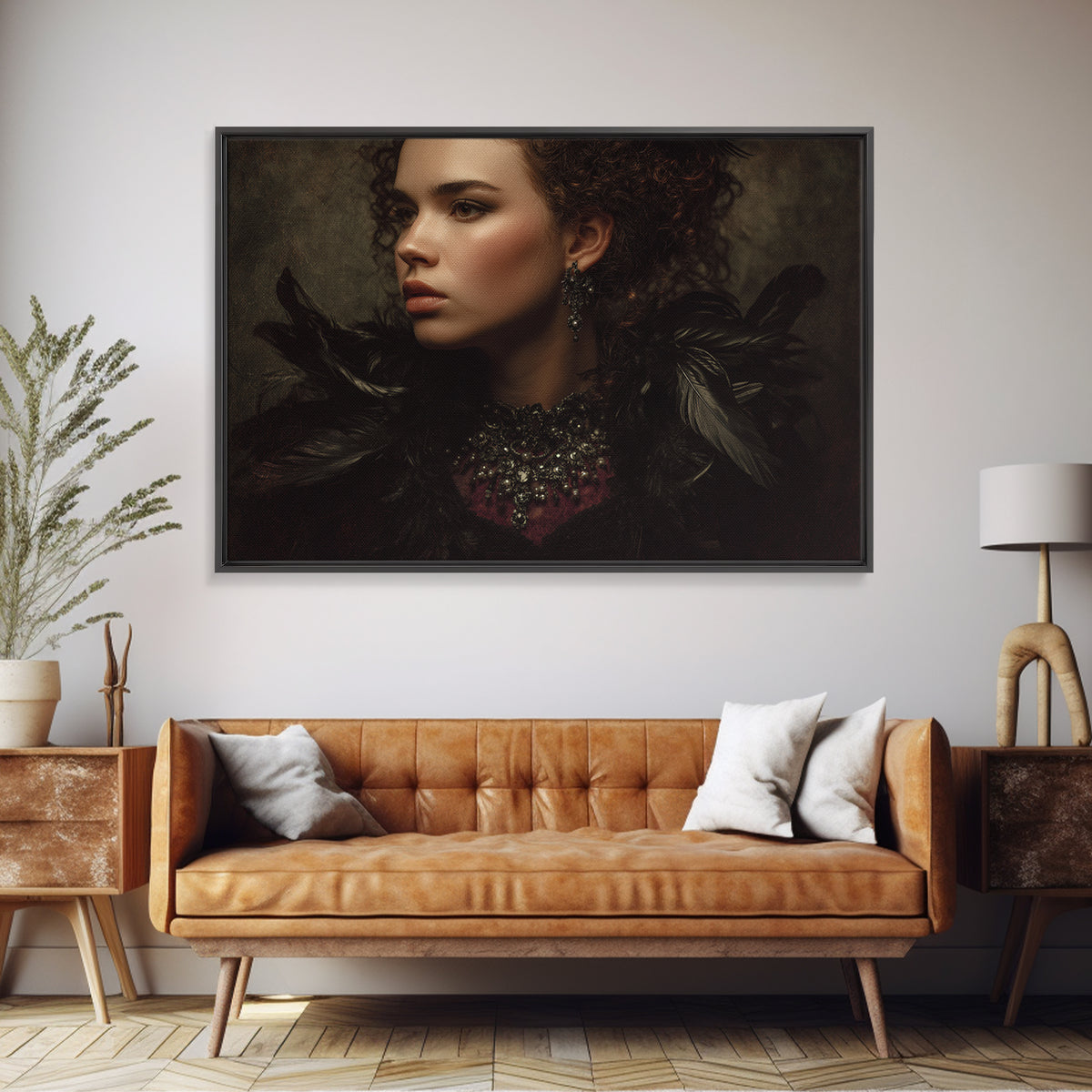 Vampire Inspired Portrait with Pale Skin and Canvas Print, Gothic Art, Canvas Tote Bag, Living Room Decor, Fine Art, Gothic, GOT-3x2-62