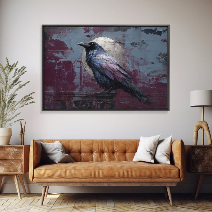 Raven on a Cathedral Gargoyle Framed Canvas Print, Gothic Art, Gallery Decor, Living Room Decor, Fine Art, Gothic, GOT-3x2-77