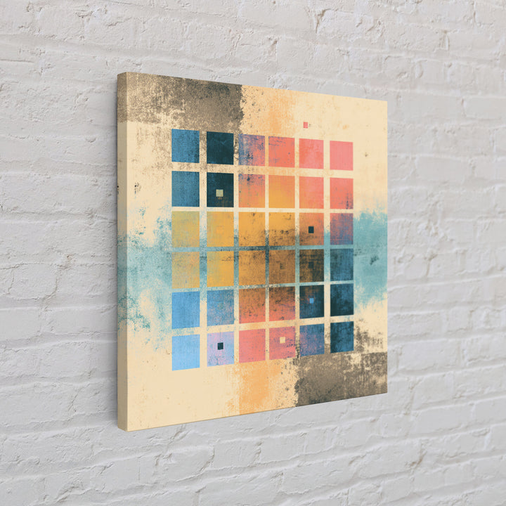 Neon Synthwave Grid Framed Canvas Print, Game Room Art, Whimsical Wall Art, Game Room Decor, Oil Painting, Play, GRA-1x1-37