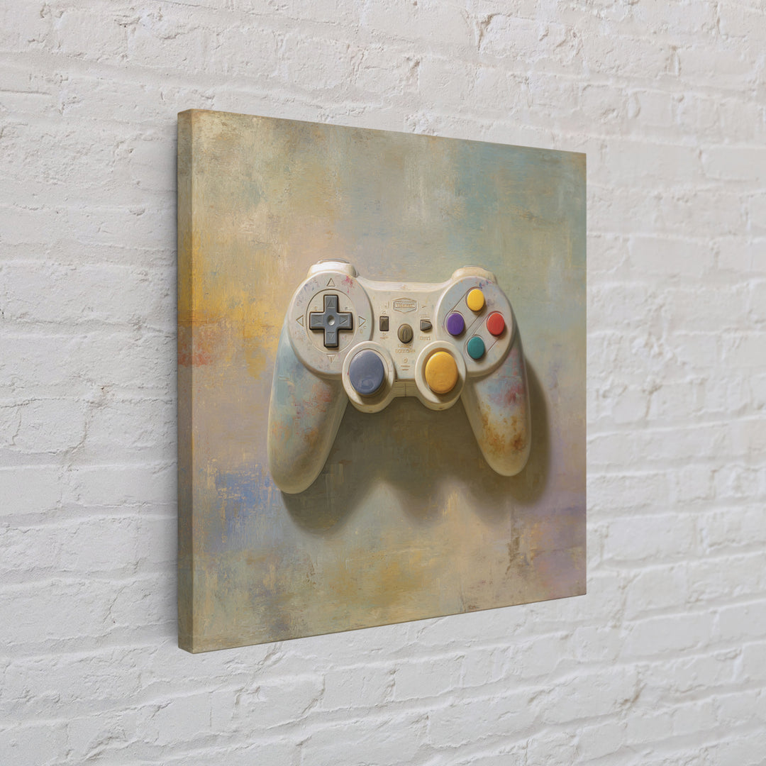 Old School Game Controller Framed Canvas Print, Game Room Art, Gallery Decor, Game Room Decor, Fine Art, Play, Contemporary Art, GRA-1x1-78