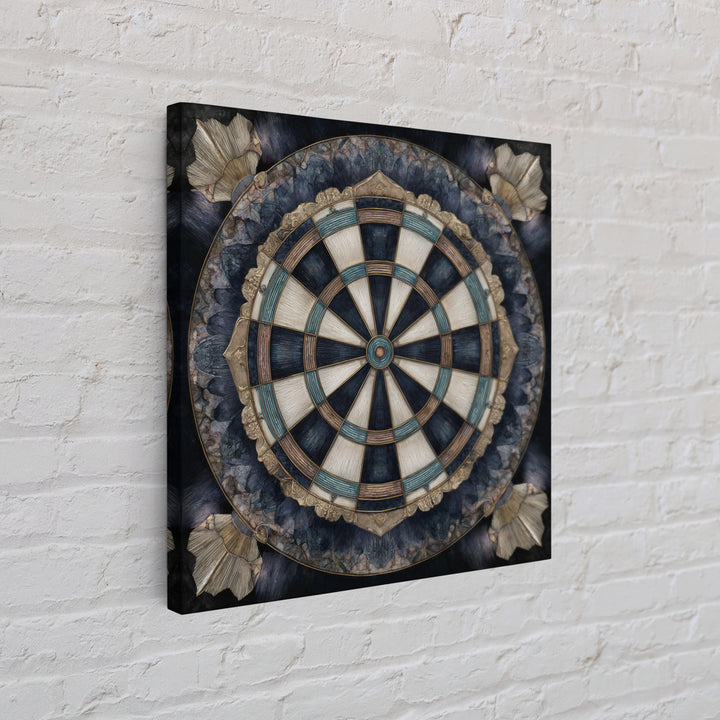 Dartboard Bullseye with Dynamic Motion Framed Canvas Print, Game Room Art, Black Art, Game Room Decor, Fine Art, Play, GRA-1x1-8