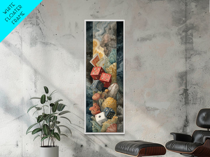 Playing Cards and Dice Framed Canvas Print, Game Room Art, Home Decor, Game Room Decor, Abstract Art, Play, Wall Art Set, GRA-1x3-15