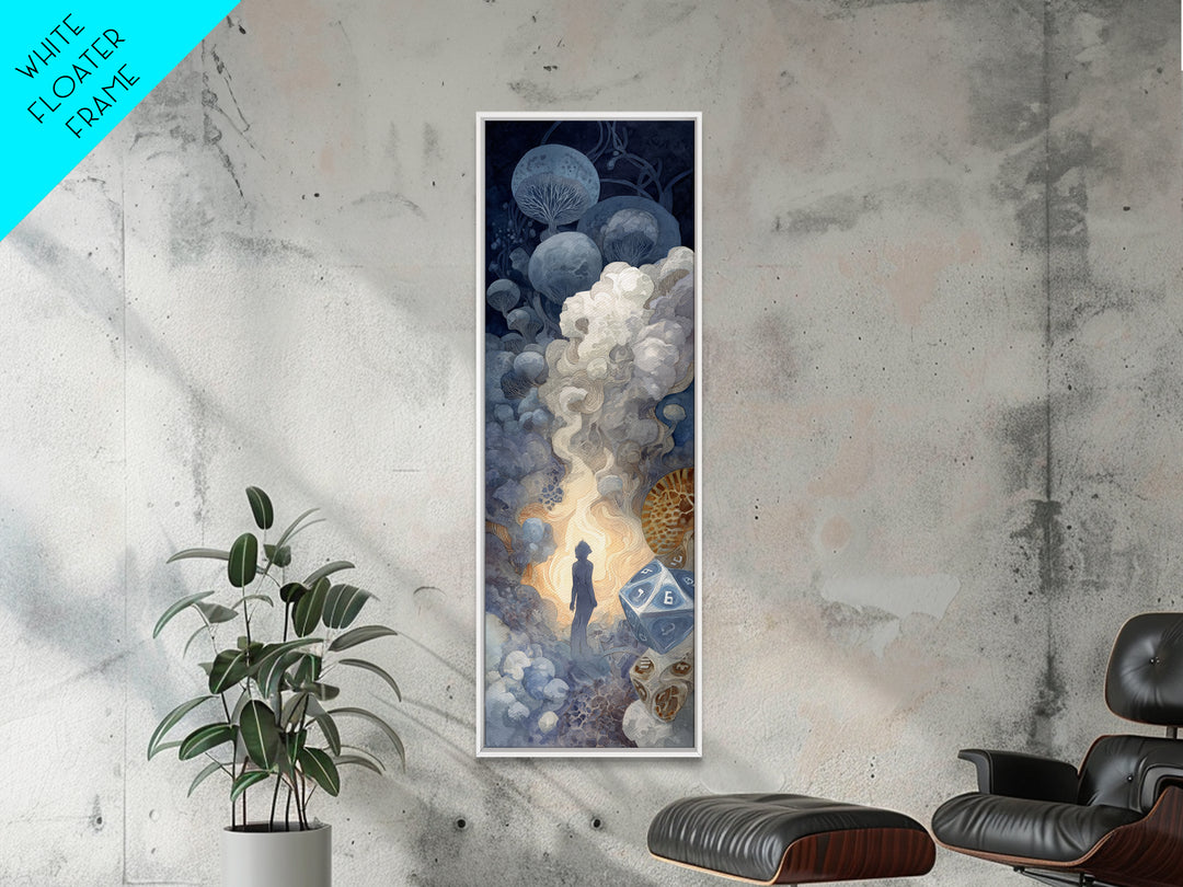 Tabletop Dice Rolling Through Dramatic Light Canvas Print, Game Room Art, Original Artwork, Game Room Decor, Fine Art, Play, GRA-1x3-5