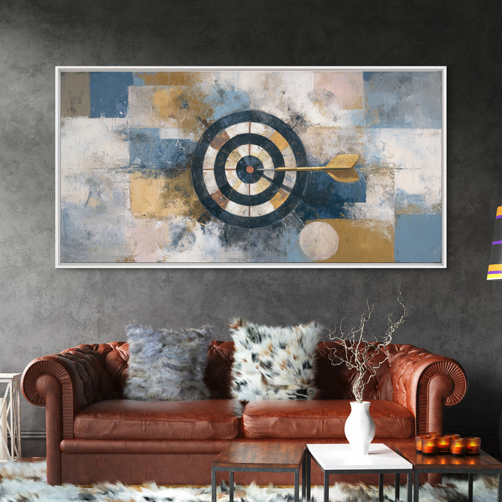 Dartboard Bullseye with Dynamic Motion Framed Canvas Print, Game Room Art, Pop Art, Game Room Decor, Play, Fine Art Print, GRA-2x1-100