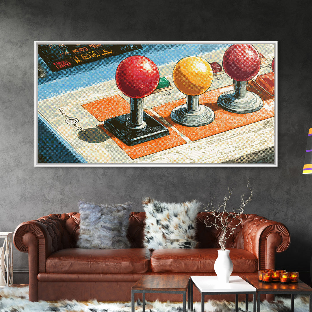 Retro Arcade Joystick Canvas Print, Game Room Art, Wall Art, Game Room Decor, Oil Painting, Play, Bedroom Wall Art, GRA-2x1-21