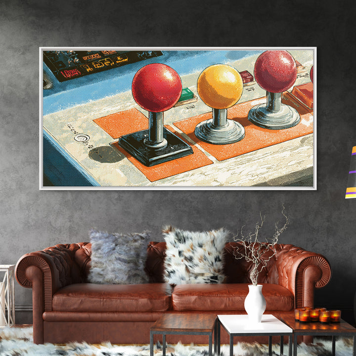 Retro Arcade Joystick Canvas Print, Game Room Art, Wall Art, Game Room Decor, Oil Painting, Play, Bedroom Wall Art, GRA-2x1-21