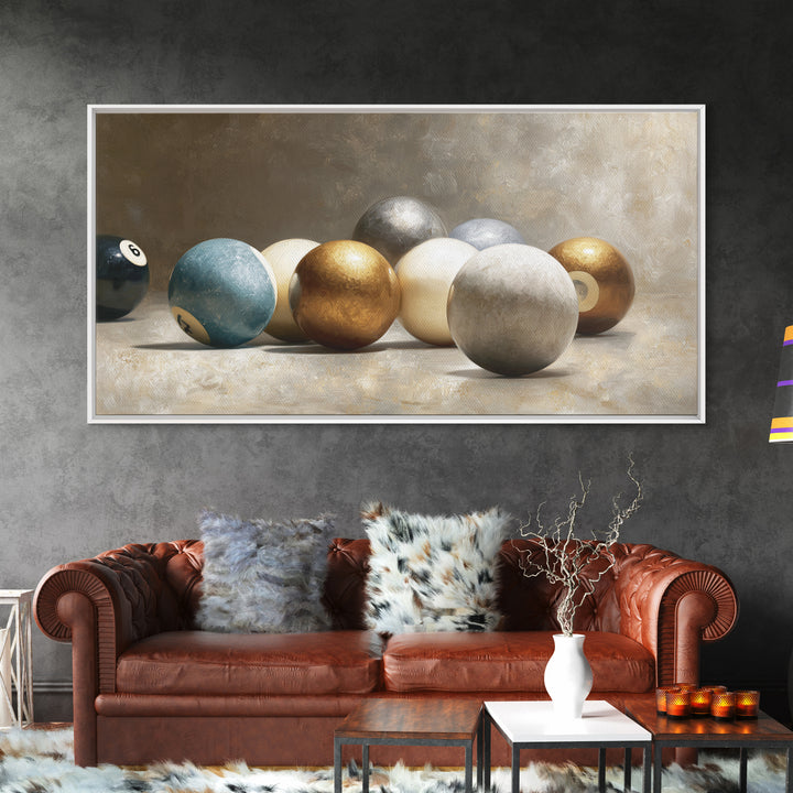 Billiards Eight Ball Canvas Print, Game Room Art, Boho Decor, Game Room Decor, Fine Art, Play, Classroom Decor, Original Art, GRA-2x1-22