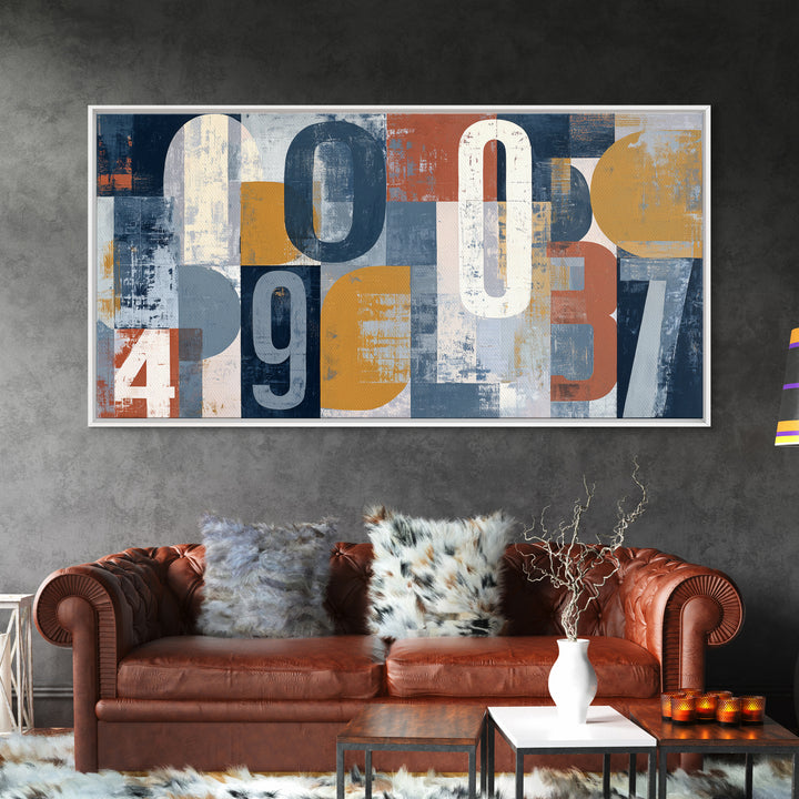 Scoreboard Numbers as Abstract Design Canvas Print, Game Room Art, Textured Painting, Game Room Decor, Fine Art, Play, GRA-2x1-44