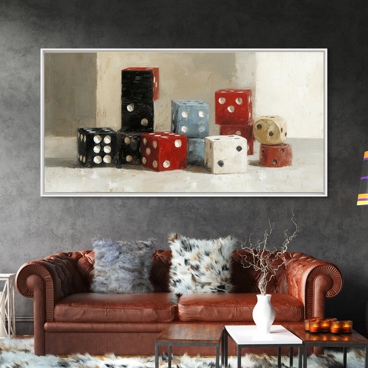 Playing Cards and Dice Canvas Print, Game Room Art, Canvas Print, Game Room Decor, Oil Painting, Play, Man Cave Decor, GRA-2x1-47