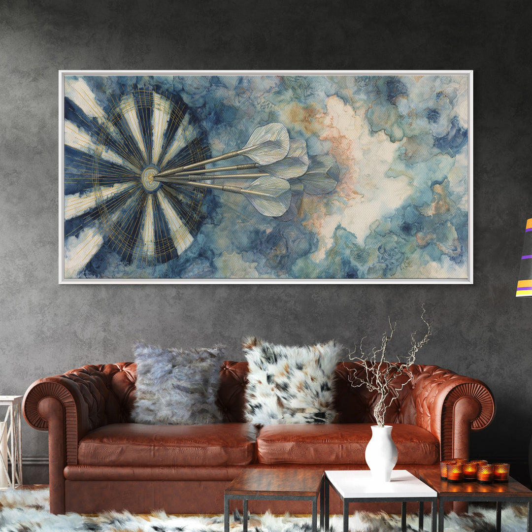 Dartboard Bullseye with Dynamic Motion Canvas Print, Game Room Art, Classroom Decor, Game Room Decor, Fine Art, Play, GRA-2x1-52