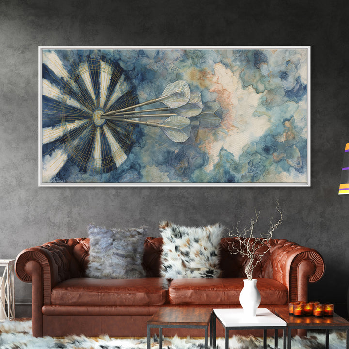 Dartboard Bullseye with Dynamic Motion Canvas Print, Game Room Art, Classroom Decor, Game Room Decor, Fine Art, Play, GRA-2x1-52