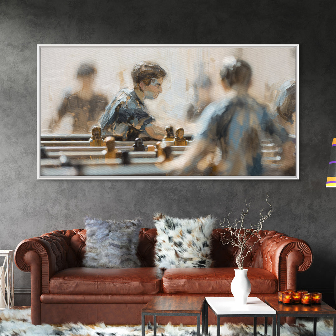 Foosball Player Figures Canvas Print, Game Room Art, Black Art, Game Room Decor, Oil Painting, Play, Playroom Art, Pop Art, GRA-2x1-53