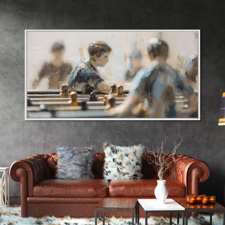 Foosball Player Figures Canvas Print, Game Room Art, Black Art, Game Room Decor, Oil Painting, Play, Playroom Art, Pop Art, GRA-2x1-53