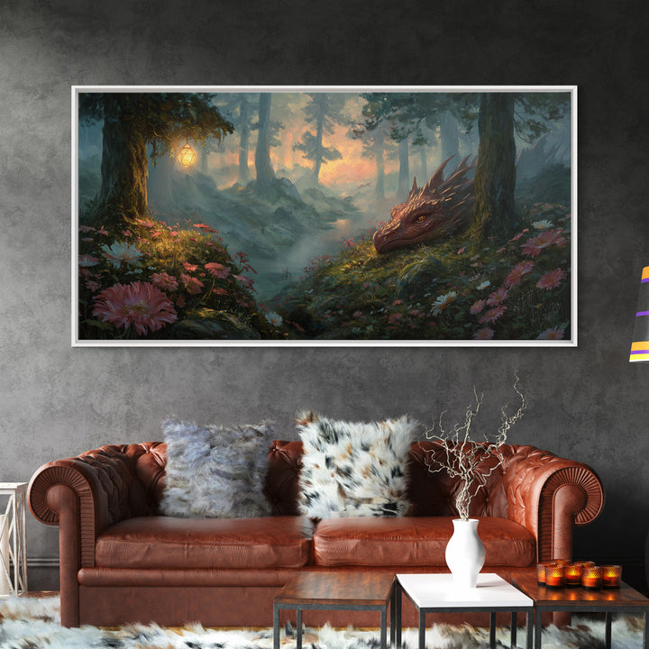 Fantasy Board Game Dragon Token Scene Framed Canvas Print, Game Room Art, Wall Decor, Game Room Decor, Fine Art, Play, GRA-2x1-7