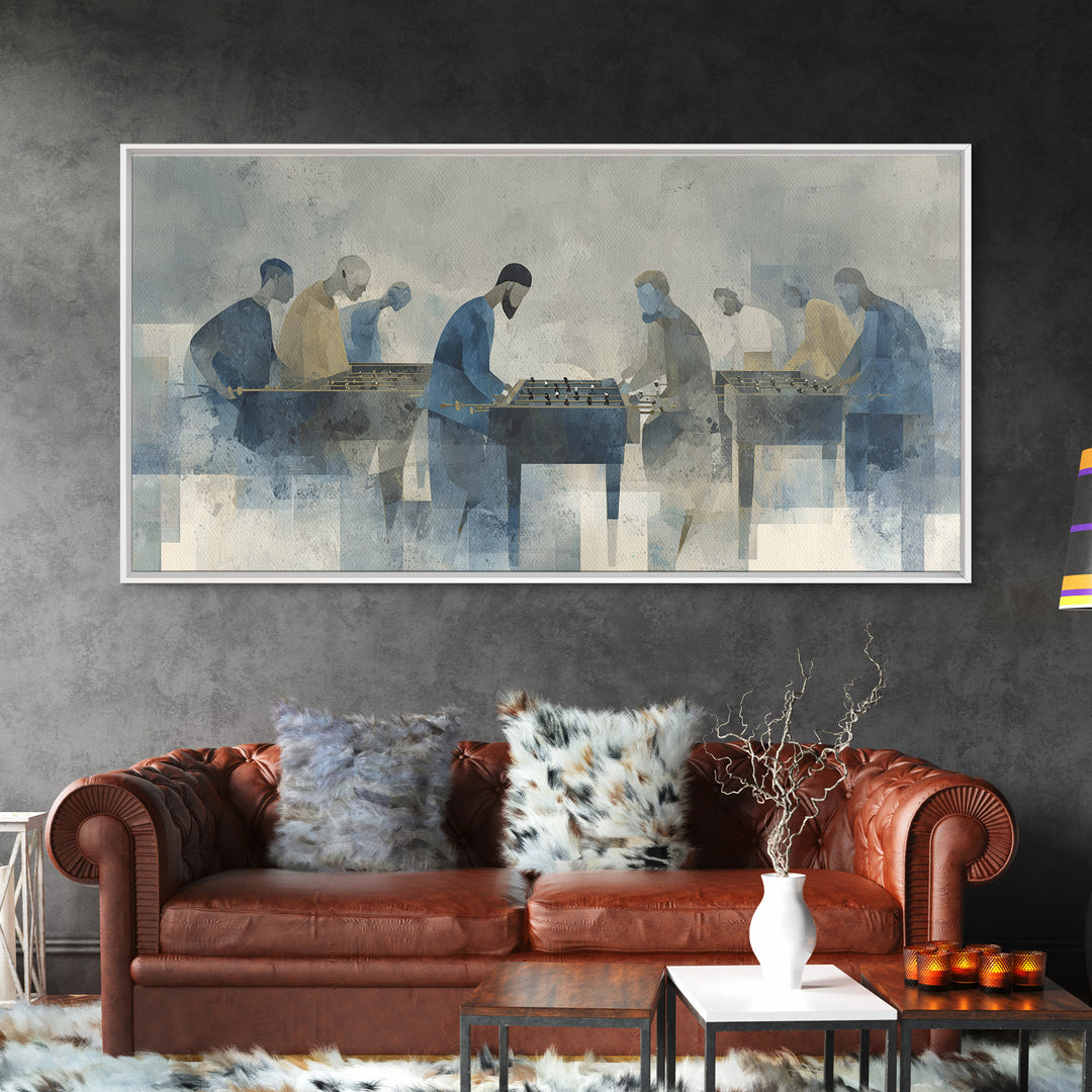 Foosball Player Figures Canvas Print, Game Room Art, Black Art, Game Room Decor, Oil Painting, Play, Playroom Art, Pop Art, GRA-2x1-77