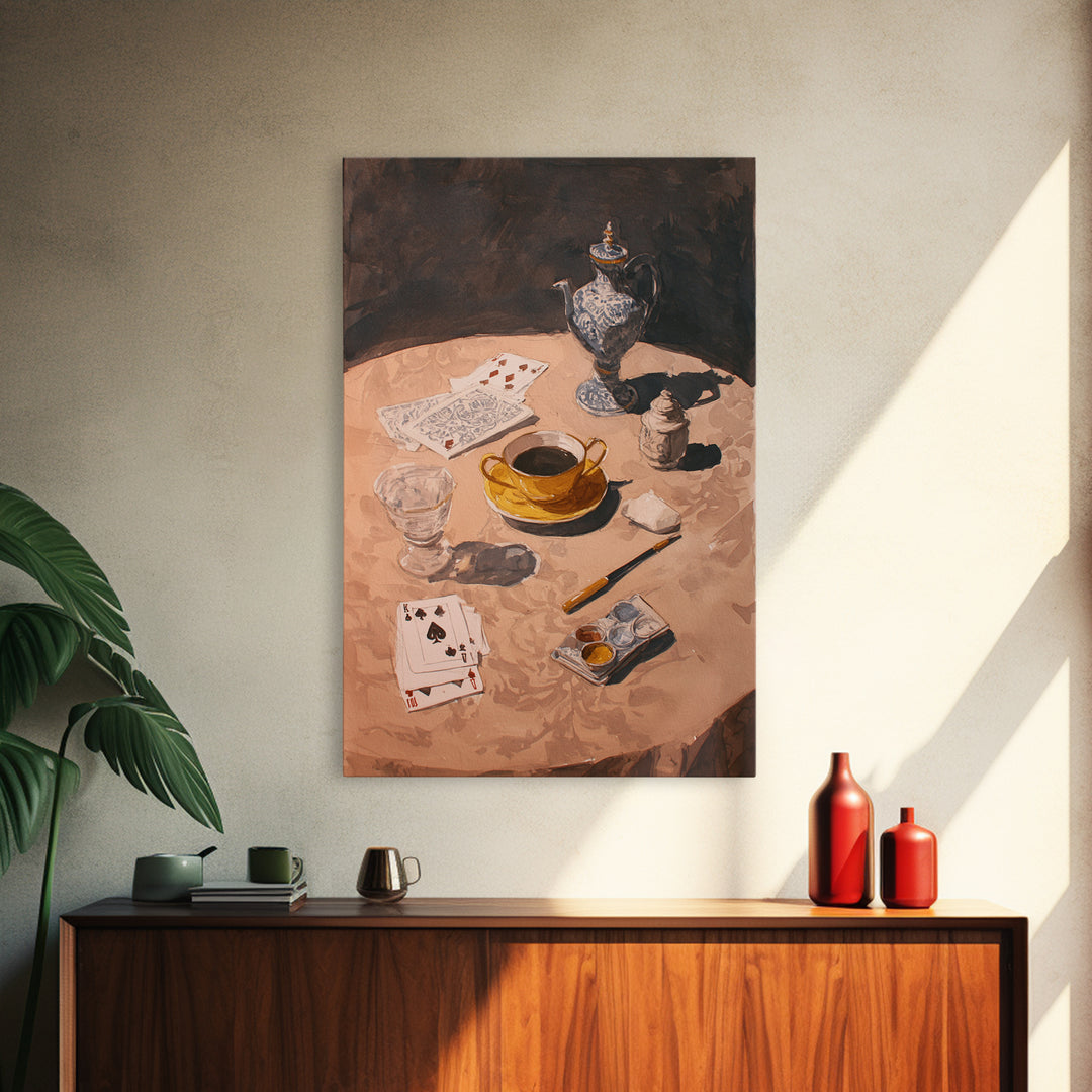 Blackjack Table Still Life Without Words Framed Canvas Print, Game Room Art, Wall Art Set, Game Room Decor, Fine Art, Play, GRA-2x3-28