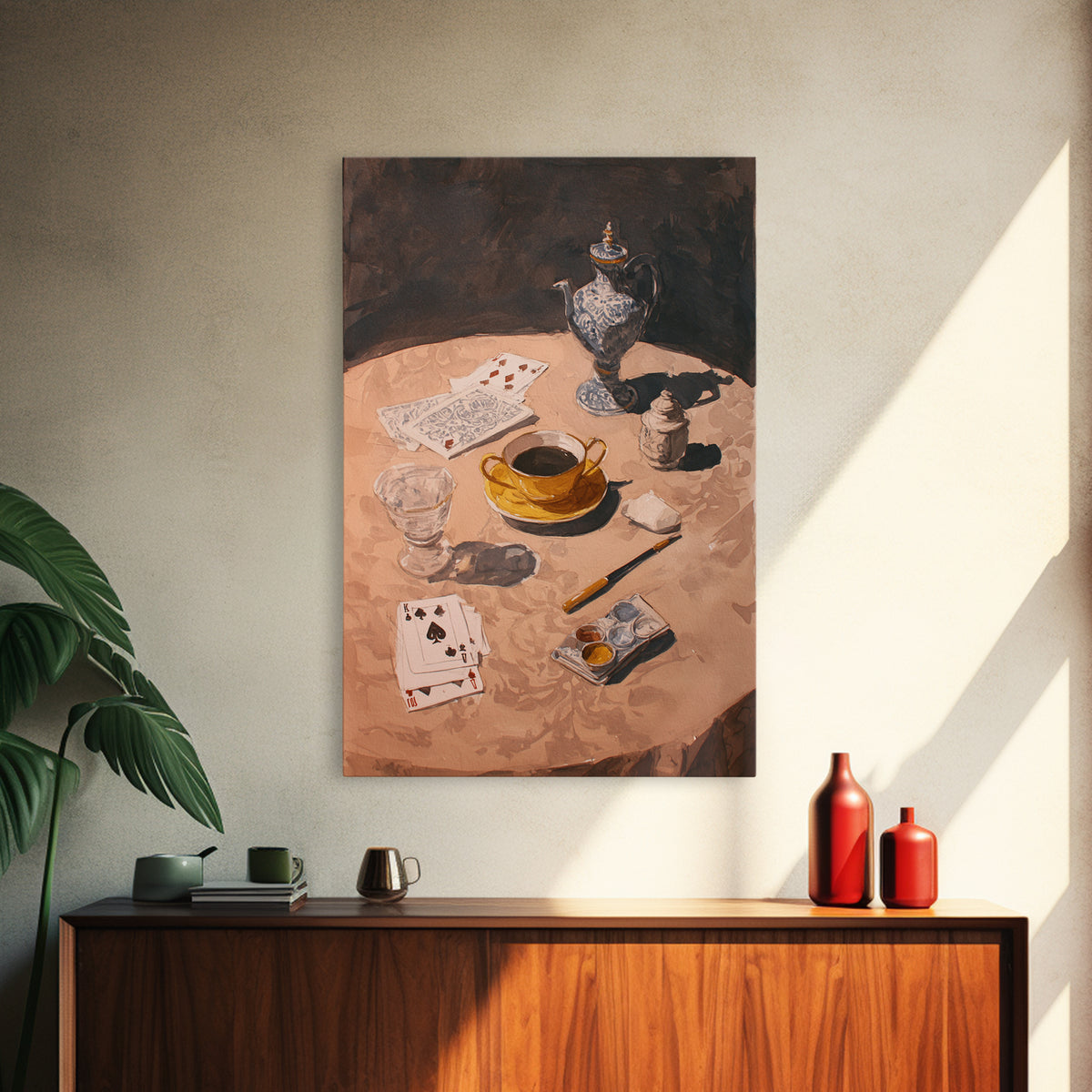 Blackjack Table Still Life Without Words Framed Canvas Print, Game Room Art, Wall Art Set, Game Room Decor, Fine Art, Play, GRA-2x3-28