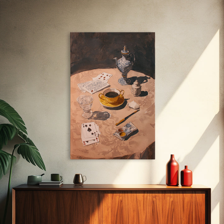 Blackjack Table Still Life Without Words Framed Canvas Print, Game Room Art, Wall Art Set, Game Room Decor, Fine Art, Play, GRA-2x3-28