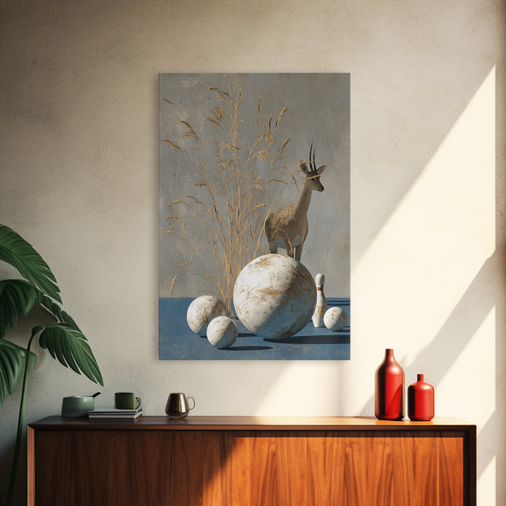 Bowling Ball and Pins Framed Canvas Print, Game Room Art, Textured Painting, Game Room Decor, Fine Art, Play, New Home Gift, GRA-2x3-46